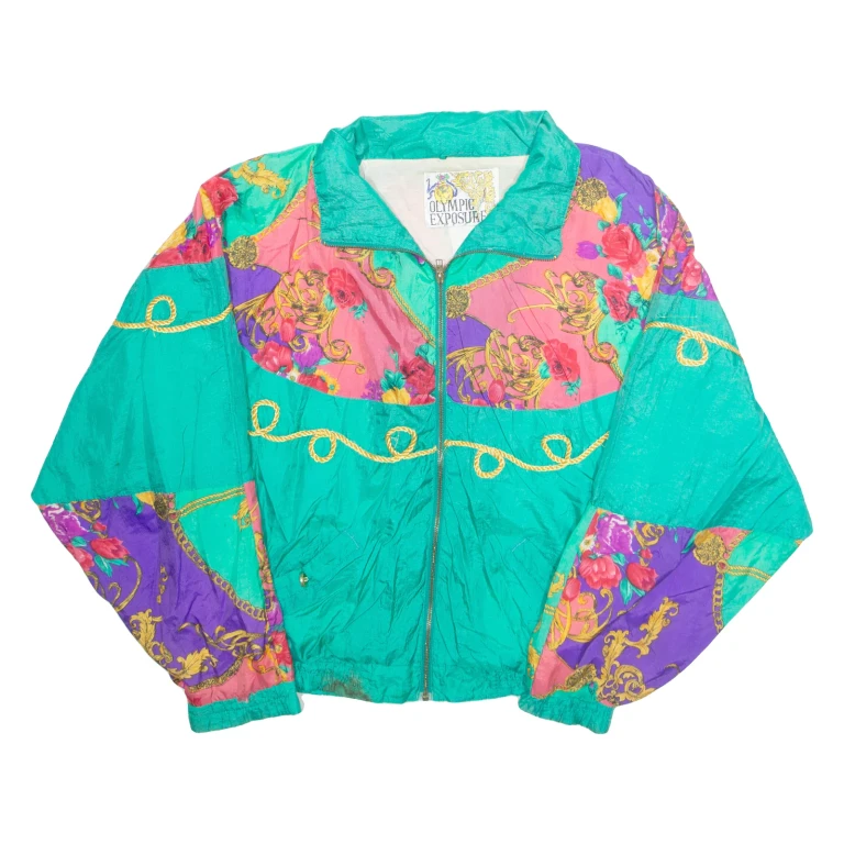 OLYMPIC EXPOSURE Womens Shell Jacket Green Nylon Floral L