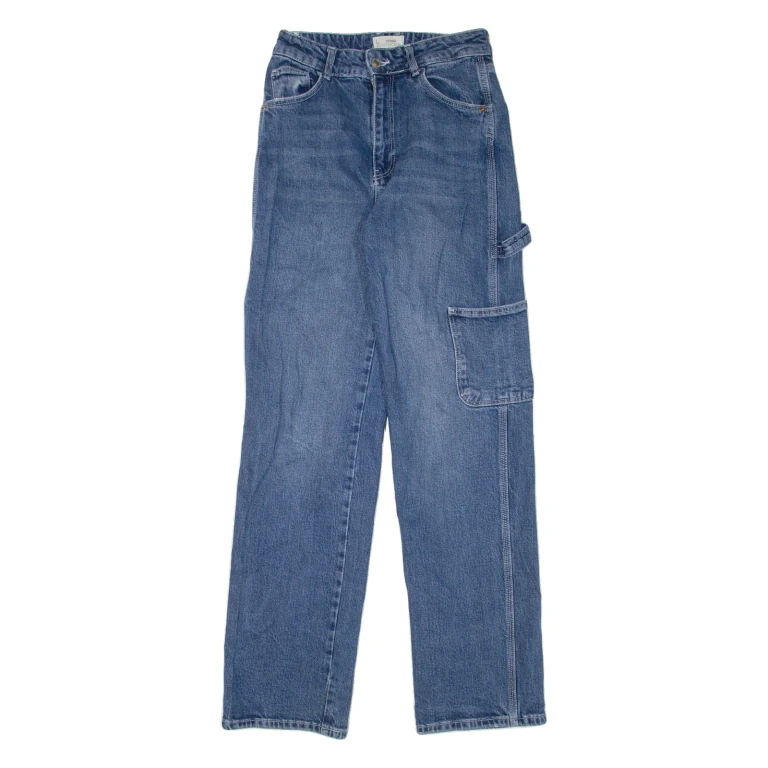 TALLY WEIJL Carpenter Womens Jeans Blue Regular Straight Stone Wash W26 L31