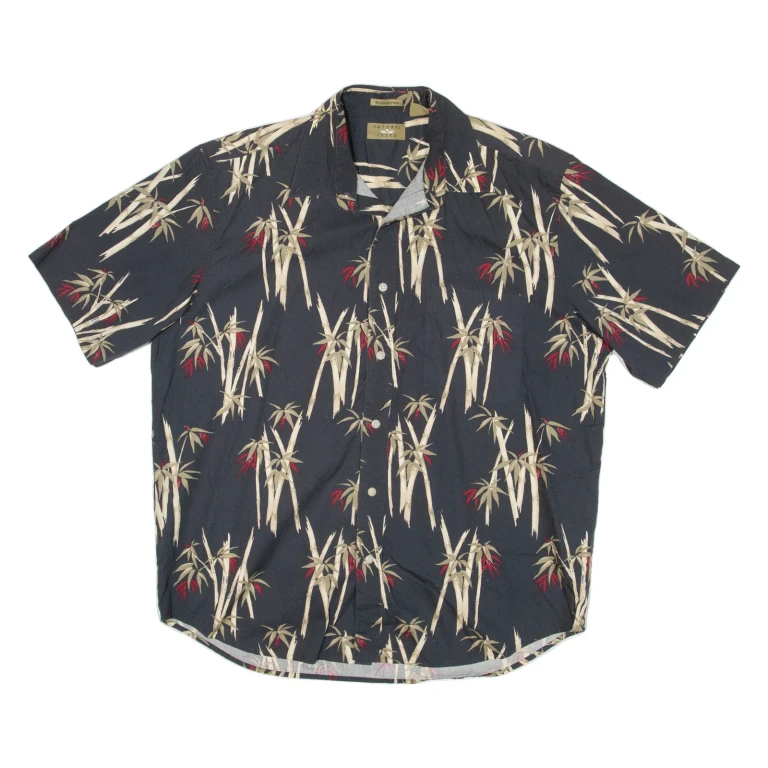 NATURAL ISSUE Wrinkle Free Mens Hawaiian Shirt Blue Floral L