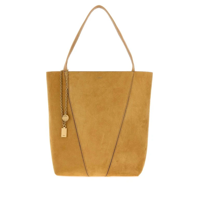 Chloé Mustard Suede Chloã¨ Spin Shopping Bag Bleachedbrown Borse A Mano - Women