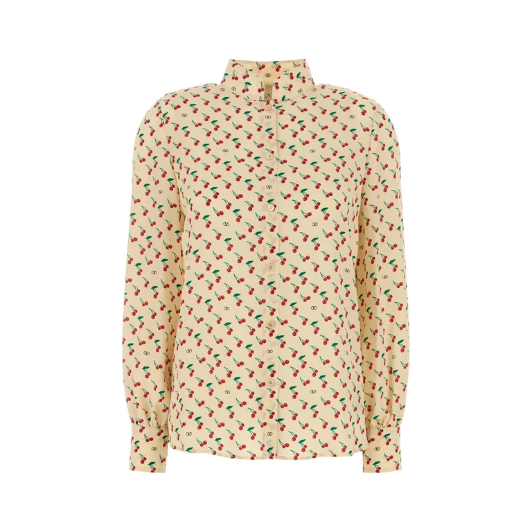 Valentino Garavani Printed Crepe Shirt Betullacherry Exterior: Silk Camicie - Women