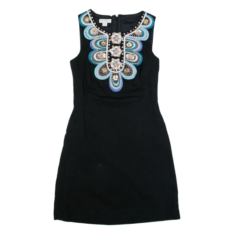 MONSOON Womens Pencil Dress Black Short Sleeve Knee Length UK 8