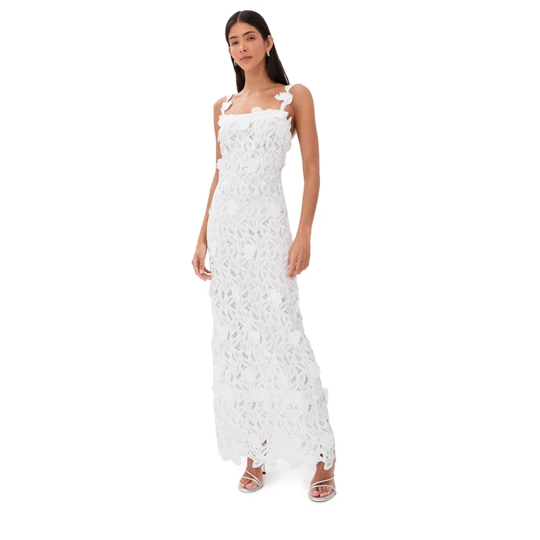 SIMKHAI Marenna Embroidered Sequin Gown White 2