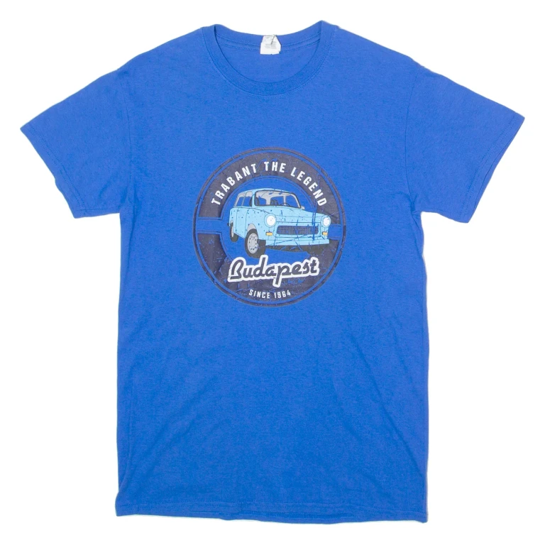 GILDAN Budapest Souvenir Mens T-Shirt Blue Crew Neck S