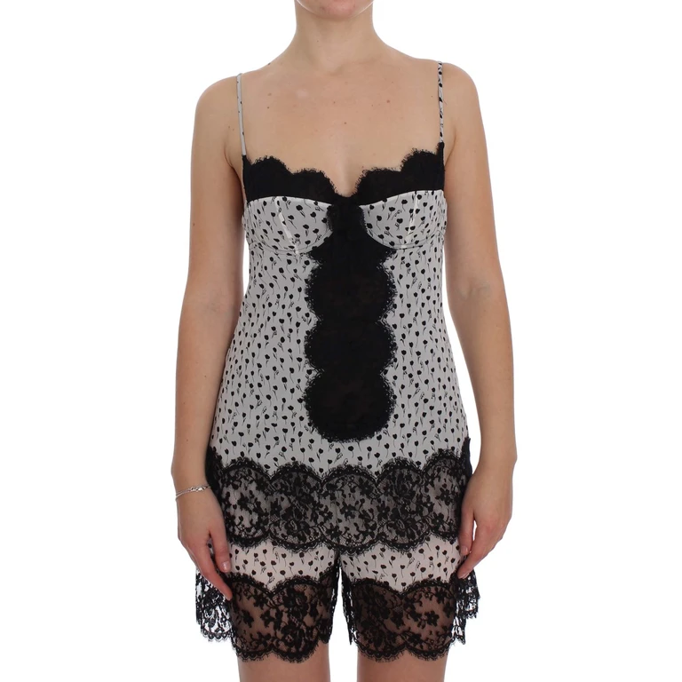 Dolce & Gabbana Black Silk Lace Babydoll Lingerie Top Cotton - Women