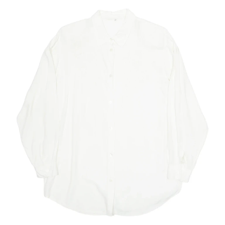 Womens Shirt White Collared Long Sleeve Viscose M