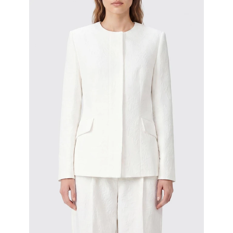 Cropped Crew Neck Cotton Jacket with Concealed Closure (263WRZ0075FB0601003)