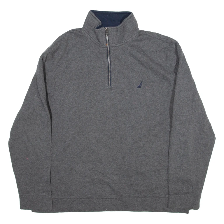 NAUTICA Womens Sweatshirt Grey 1/4 Zip XL