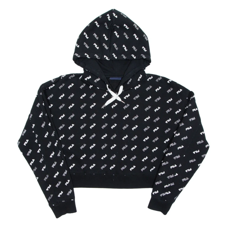 FILA Cropped Womens Black Hoodie M