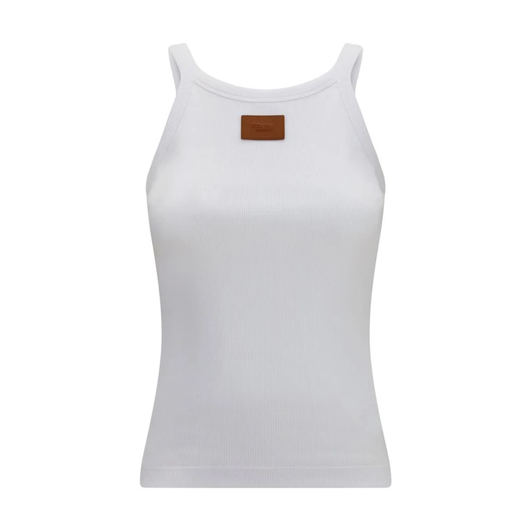 Fendi White Cotton Sleeveles T-Shirt - Women