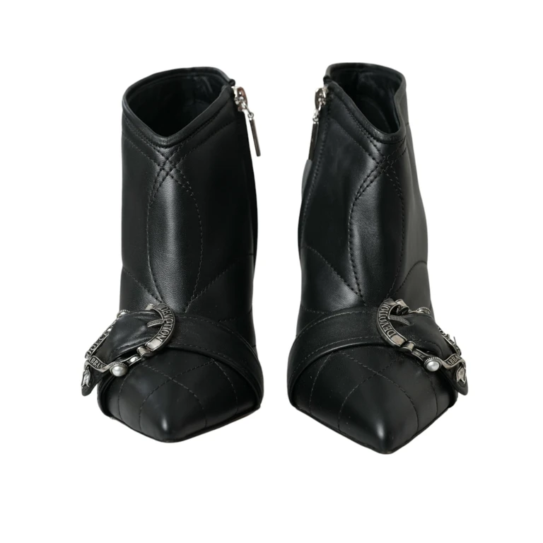 Black Devotion Quilted Buckled Boots Shoes Leather - Women