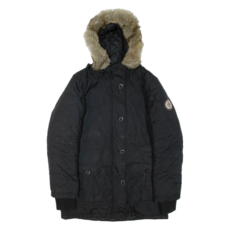 BENCH Womens Puffer Jacket Black Hooded XL