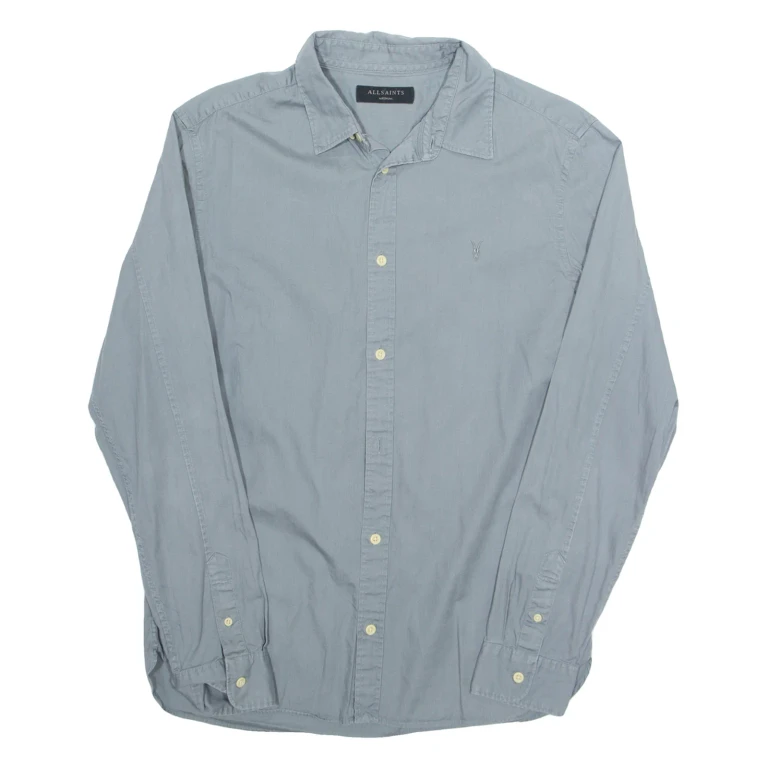 ALL SAINTS Mens Plain Shirt Grey Long Sleeve M