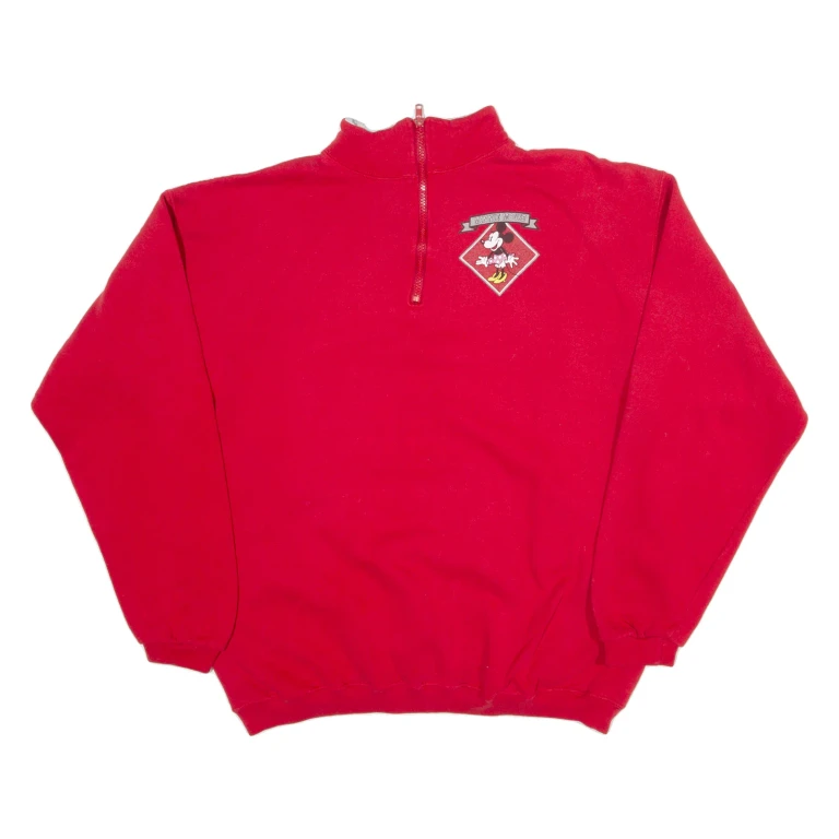 DISNEY Minnie Mouse Womens Sweatshirt Red 1/4 Zip ONE SIZE
