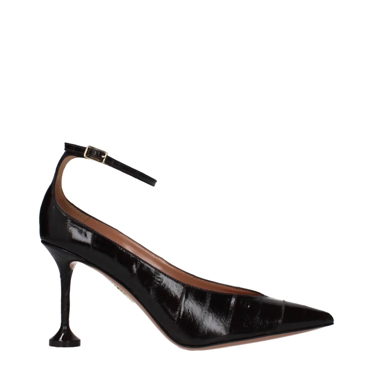 Brown Leather High Heel Pumps - Women