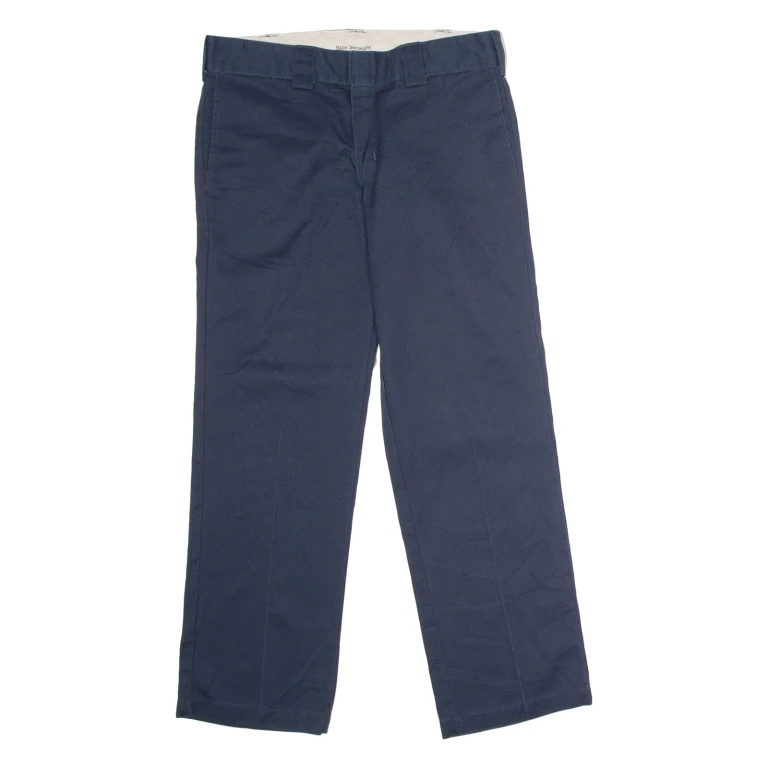 DICKIES Workwear Mens Twill Trousers Blue Slim Straight W32 L30