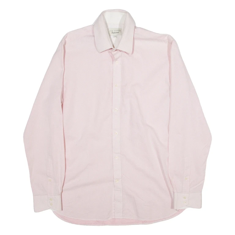TED BAKER Endurance Mens Plain Shirt Pink Long Sleeve M