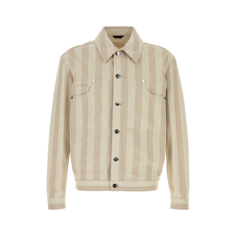 Fendi Embroidered Denim Jacket Naturale+ecru' Exterior: Cotton Giubbini - Men
