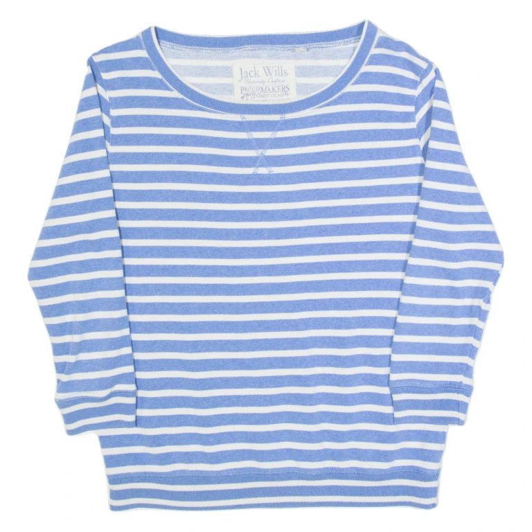 JACK WILLS Striped Womens Sweatshirt Blue UK 10