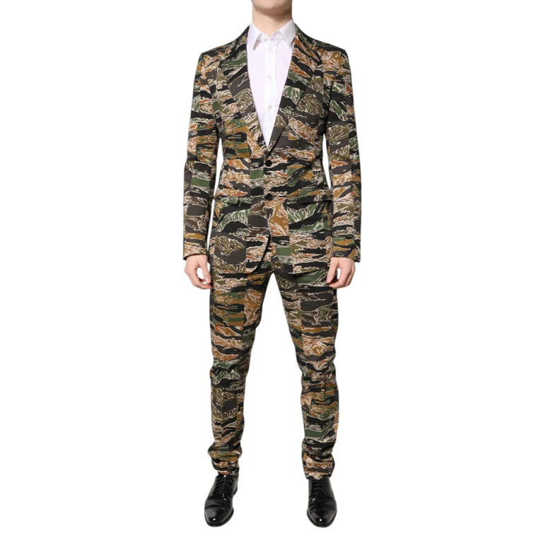 Dolce & Gabbana Multicolor Taormina Single Breasted 2 Piece Suit Cotton Elastane - Men
