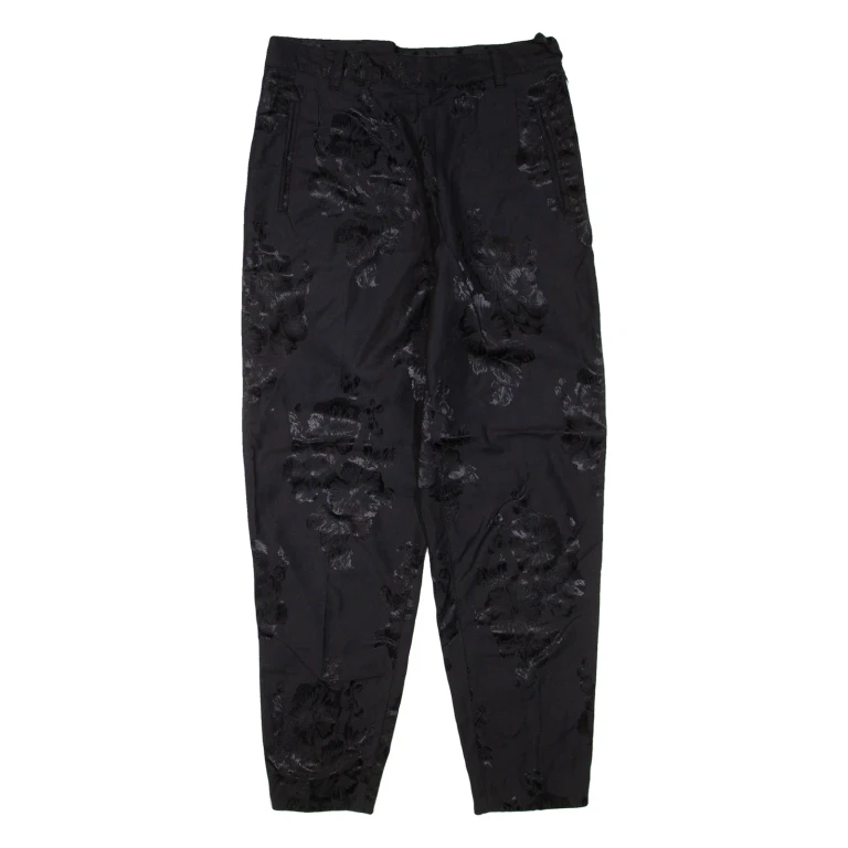 Floral Womens Trousers Black Regular Tapered W28 L27