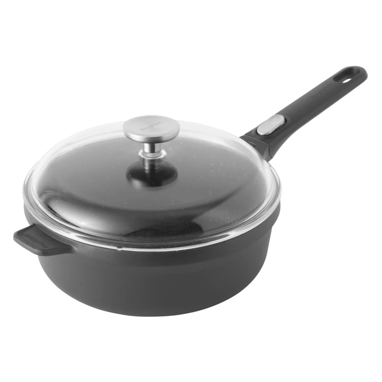 GEM Nonstick Cast Aluminum 10" Saute Pan 3.4qt. with Glass Lid, Black