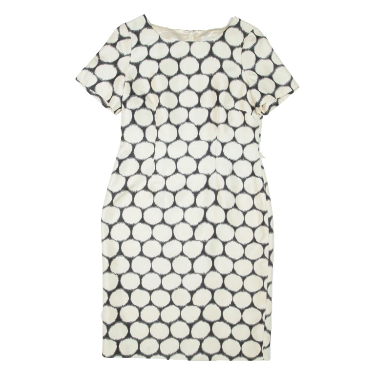 JACQUES VERT Womens Pencil Dress Beige Spotted Short Sleeve Knee Length XL