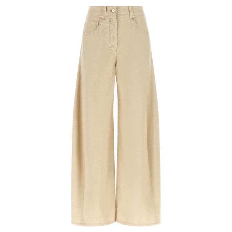 Brunello Cucinelli Beige Cotton Casual Pants - Women