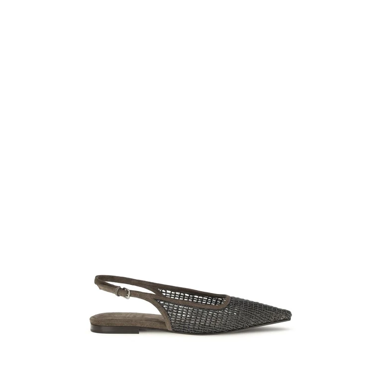 Brunello Cucinelli Brown Calf Leather Bos Taurus Ballet Flats - Women
