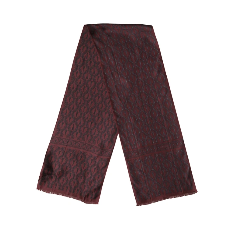 Burgundy Black Silk Paisley Foulard 135cm X 22cm Scarf - Men