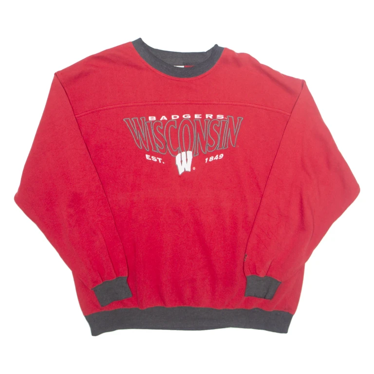 LEE Wisconsin Badgers Mens Sweatshirt Red 90s USA XL