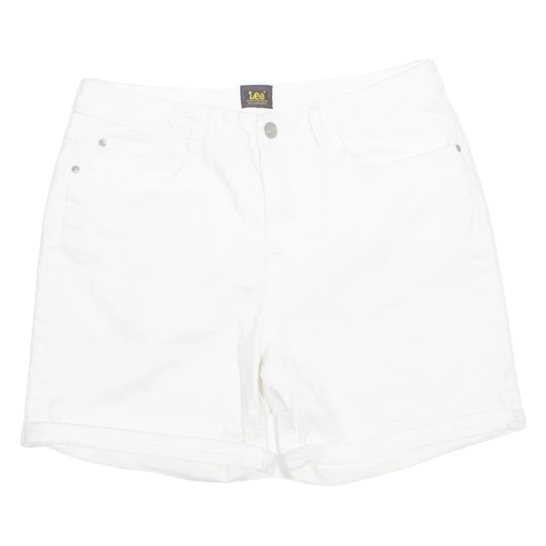 LEE Turn Up Womens Denim Shorts White Relaxed M W30