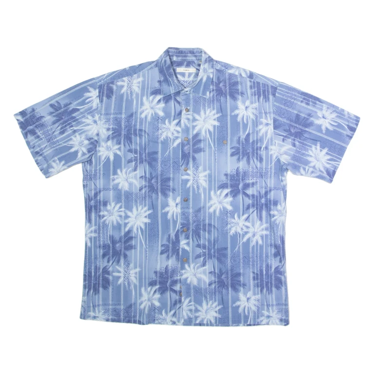 CAMPIA MODA Mens Hawaiian Shirt Blue 90s Floral L
