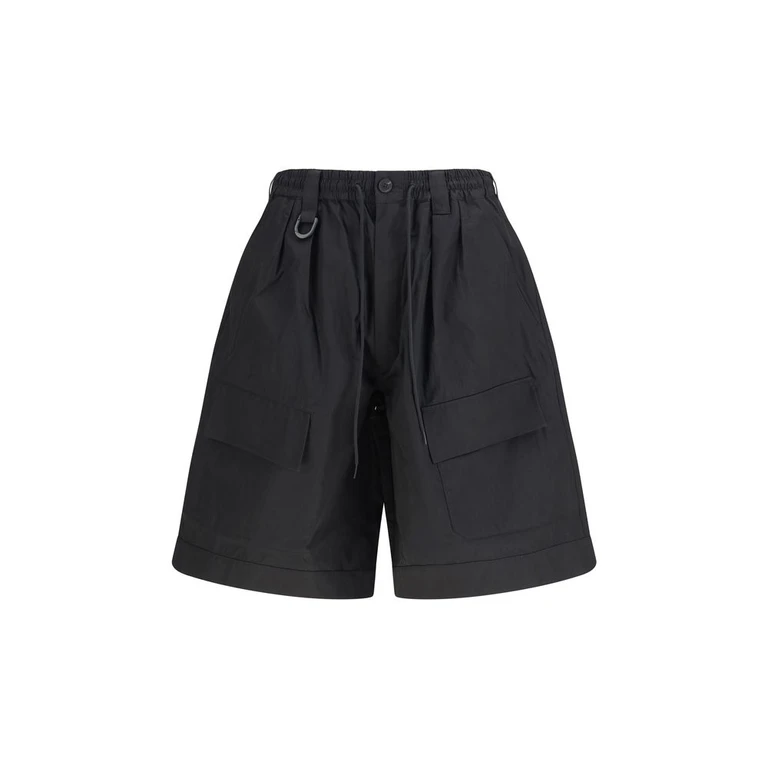 Black Cotton Bermuda Shorts - Men