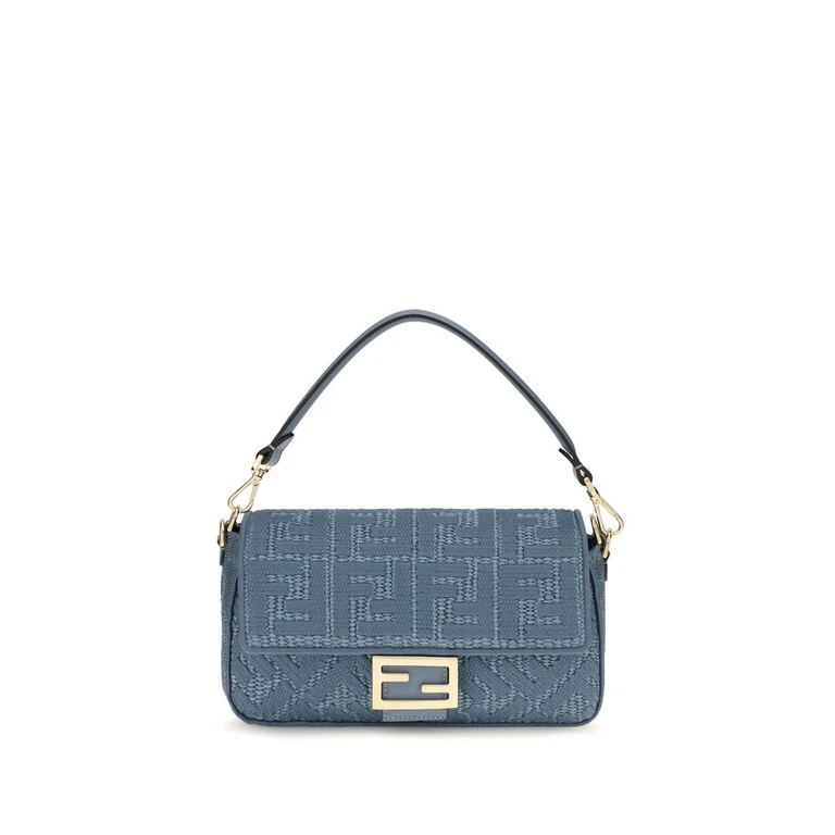 Fendi Blue Raffia Shoulder Bag - Women