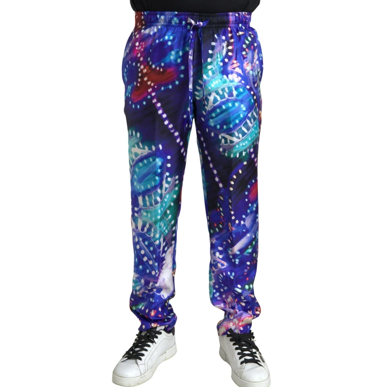 Dolce & Gabbana Multicolor Printed Silk Men Trouser Pants - Men
