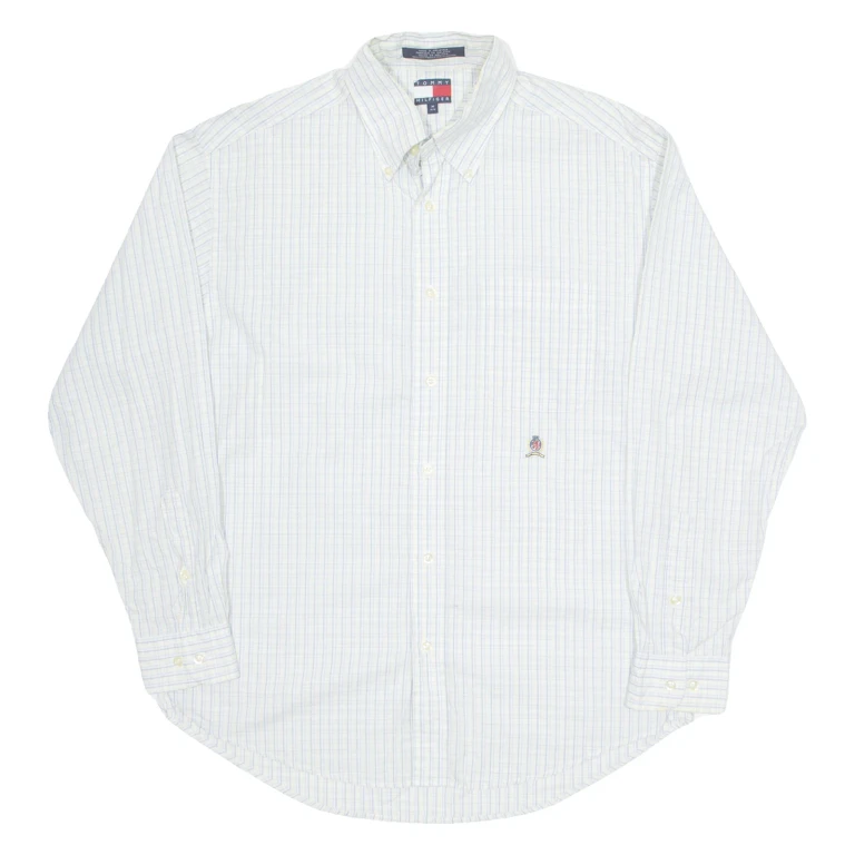 TOMMY HILFIGER Mens Shirt White Check Long Sleeve XL