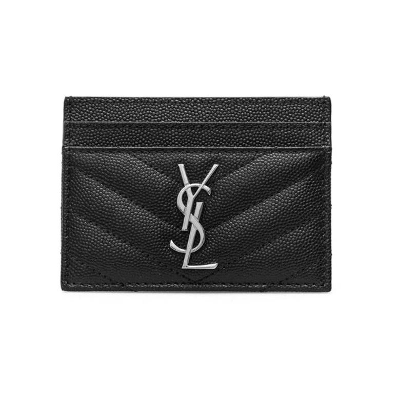 SAINT LAURENT Card holder with silver logo Woman One Size
