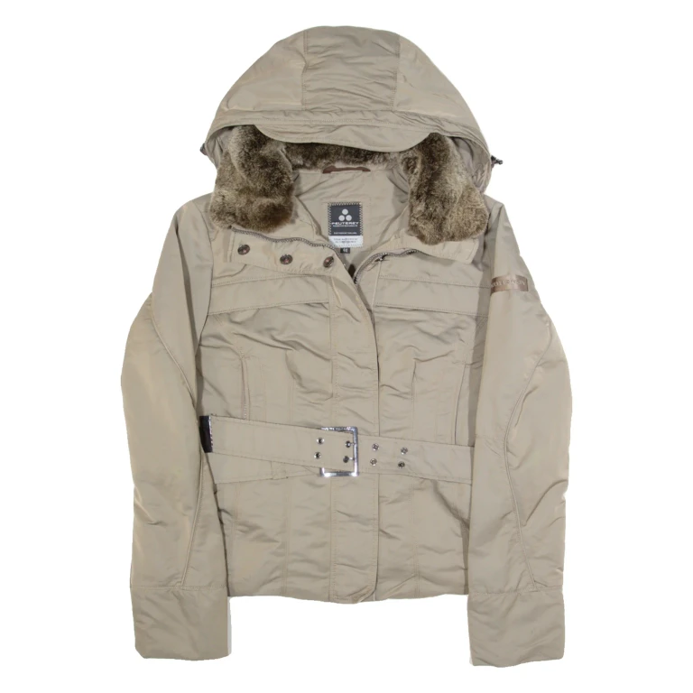 PEUTEREY Down Insulated Womens Puffer Coat Grey Hooded M