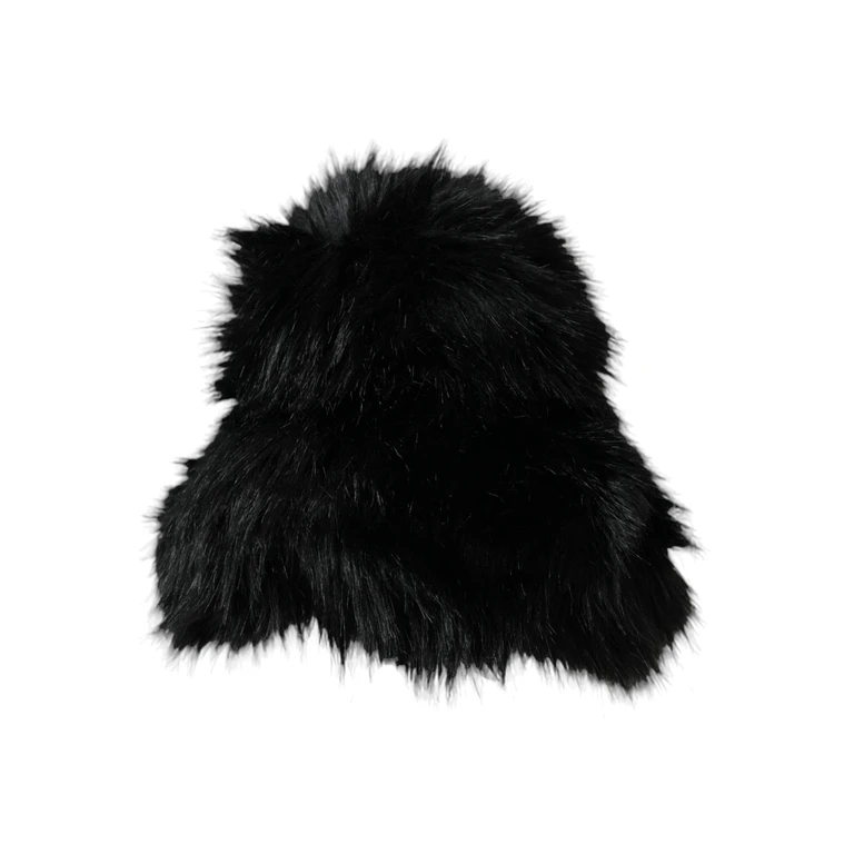 Dolce & Gabbana Black Faux Fur Womens Bucket Hat Polyester - Women