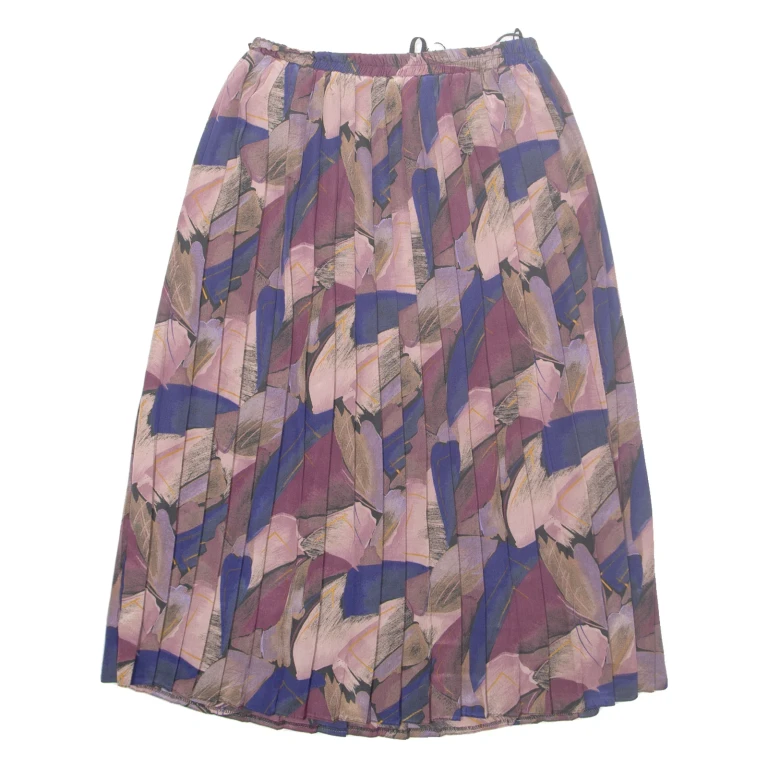 Womens Pleated Skirt Purple Midi Floral M