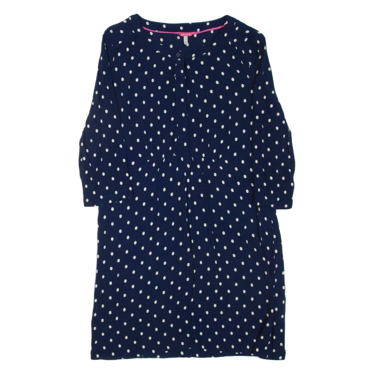 JOULES Womens Day Dress Blue Viscose Spotted Knee Length UK 12
