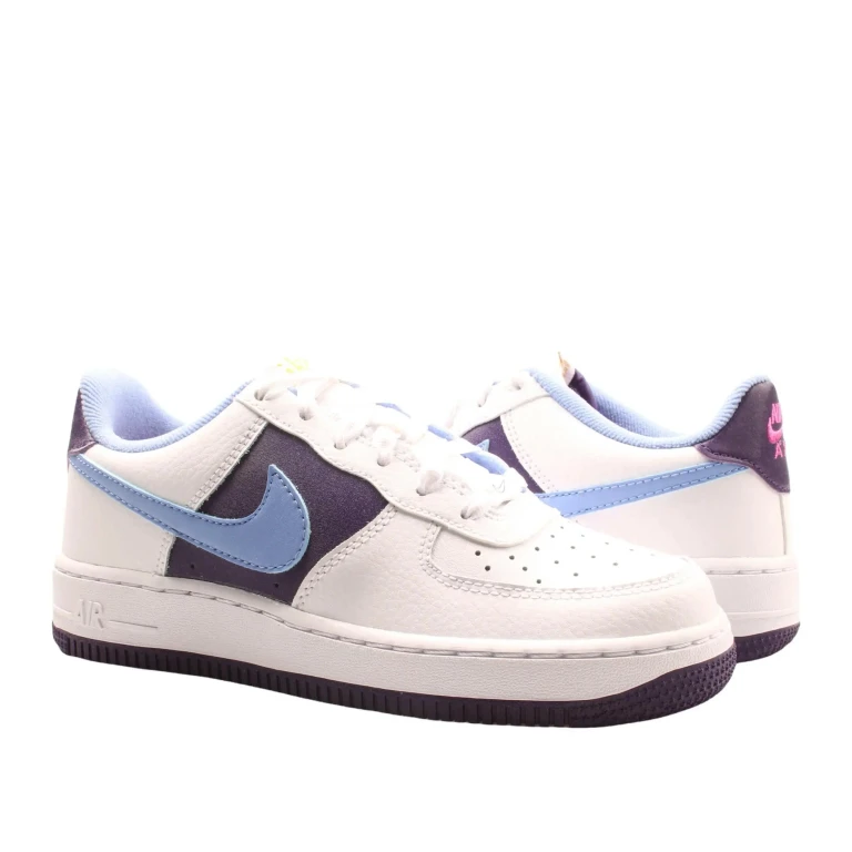 Air Force 1 LV8 Big Kids Basketball Shoes White/Royal Pulse-Eggplant