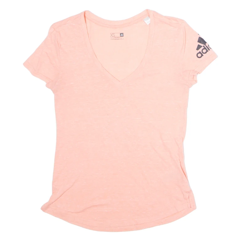 ADIDAS Womens T-Shirt Pink V-Neck XS