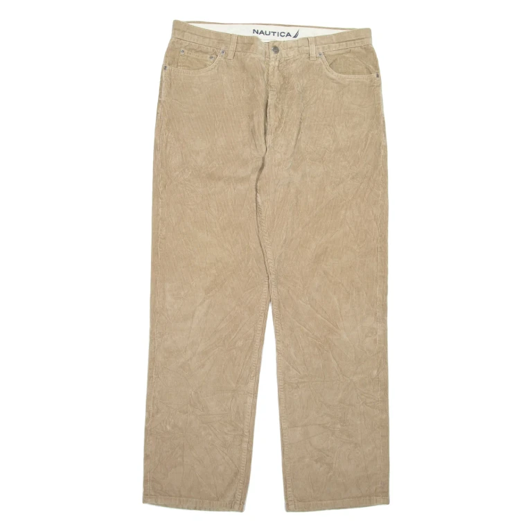 NAUTICA Womens Corduroy Trousers Brown Regular Straight W34 L32