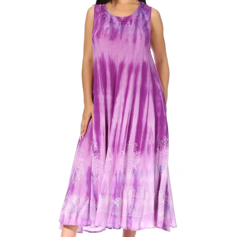 Sakkas Liza Women's Sleeveless Maxi Caftan Dress for Casual Summer Wear with Bohemian Flair and Handy Pockets