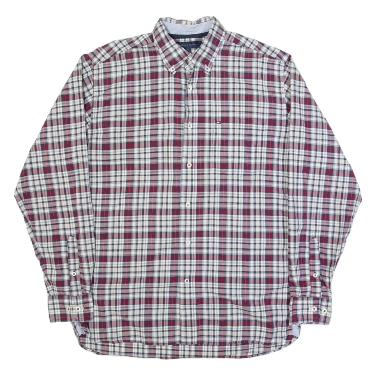 TOMMY HILFIGER Mens Shirt Red Check Long Sleeve M