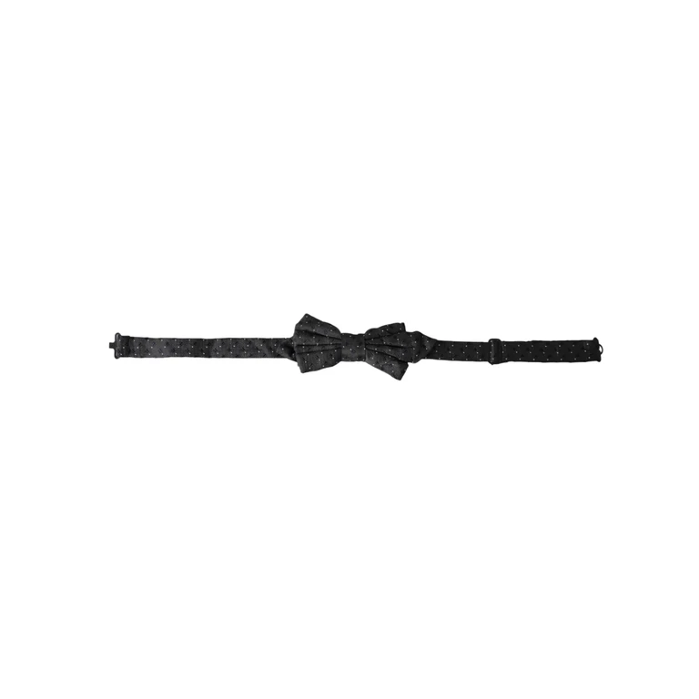 Dolce & Gabbana Black Silk Patterned Adjustable Neck Men Papillon Bow Tie - Men