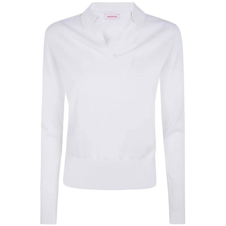 ROSSO PURO Long Sleeve Top With A Polo Collar