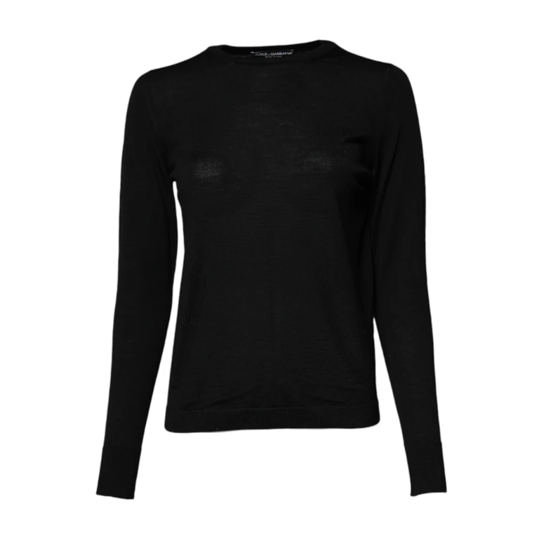 Dolce & Gabbana Black Wool Knit Crew Neck Pullover Sweater Virgin Clothing - Women